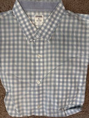 Bonobos Light Blue and White Gingham Button-Down Shirt